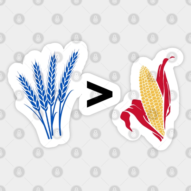 Wheat > Corn Kansas Jayhawks Red Sticker by Fountain City Designs KC